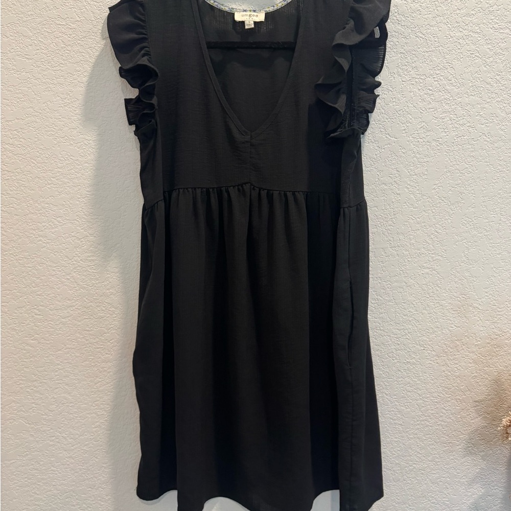 Umgee Black Ruffle Mini Dress